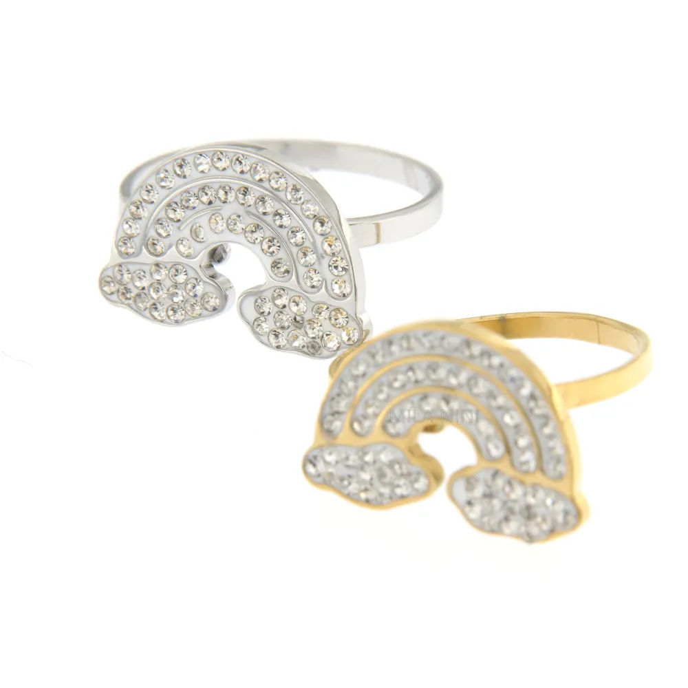 SAAR Arcobaleno - Anello Regolabile Acciaio Strass - SAAR Arcobaleno - Anello Regolabile Acciaio Strass (Argento)