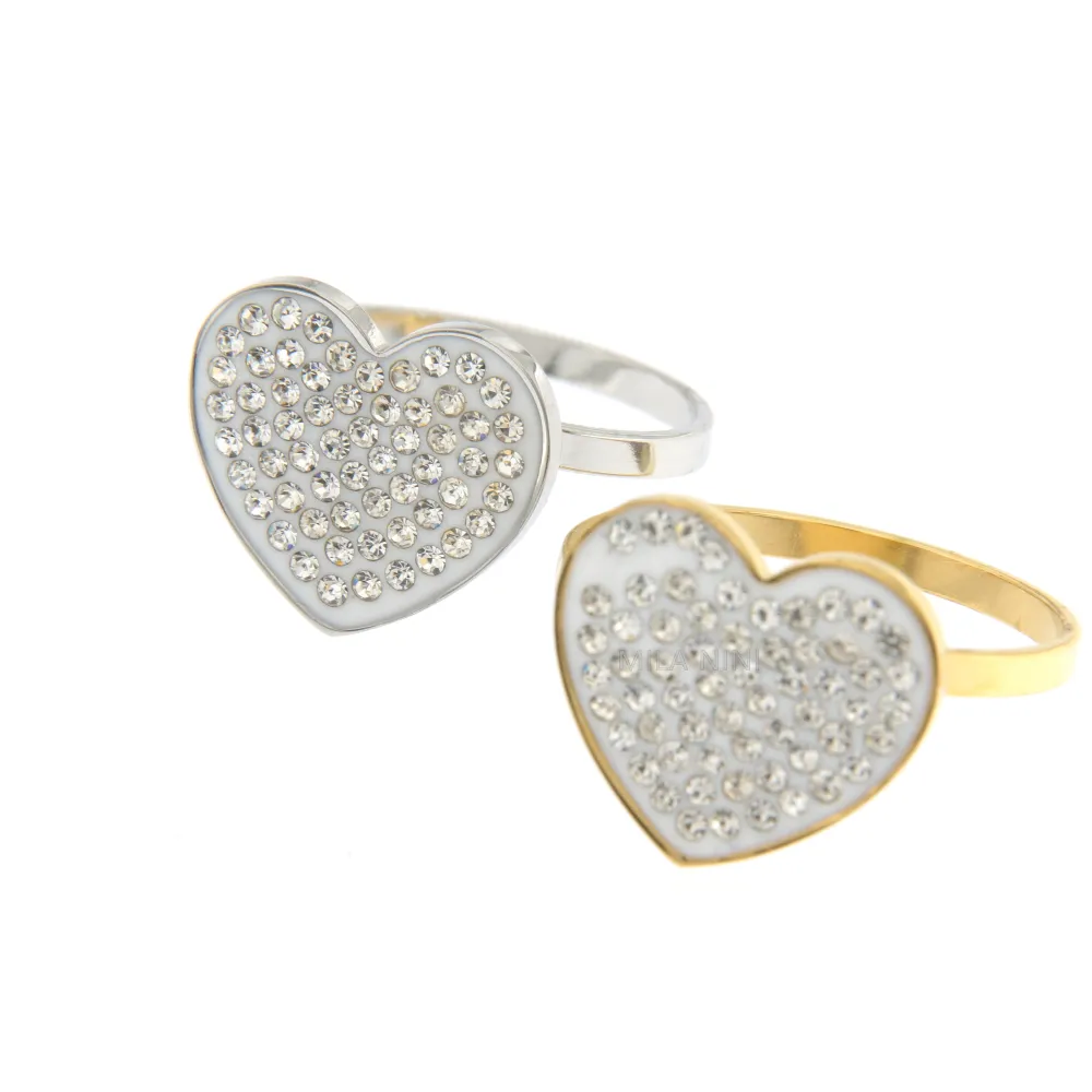 SAAR Cuore - Anello Regolabile Acciaio Strass - SAAR Cuore - Anello Regolabile Acciaio Strass