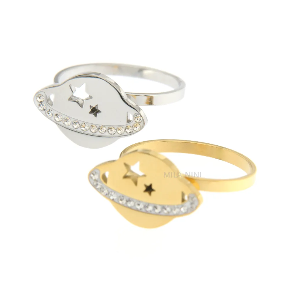 SAAR Pianeta - Anello Regolabile Acciaio Strass - SAAR Pianeta - Anello Regolabile Acciaio Strass (Argento)