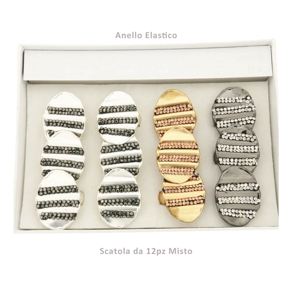 [SAME Ovale Strass  Scatola 12pz - Anello Elastico 1268] SAME Ovale Strass  Scatola 12pz - Anello Elastico 1268 - SAME Ovale Strass  Scatola 12pz - Anello Elastico 1268