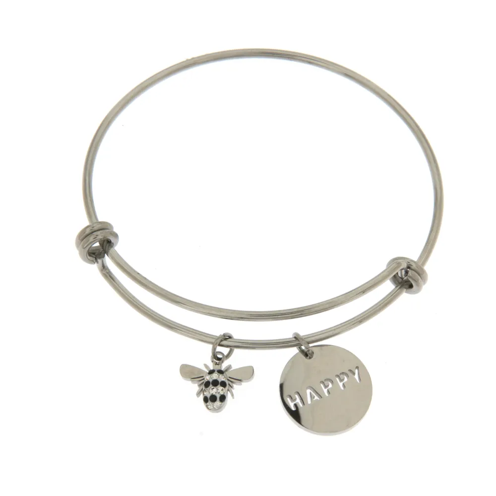 [SBRA Ape Happy 0954 - Bracciale Rigido Acciaio] SBRA Ape Happy 0954 - Bracciale Rigido Acciaio - SBRA Ape Happy 0954 - Bracciale Rigido Acciaio (Argento)
