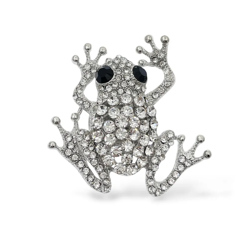 [SP-312-359K] Rana -Spilla a Calamita in Metallo e Strass - SP-312-359K