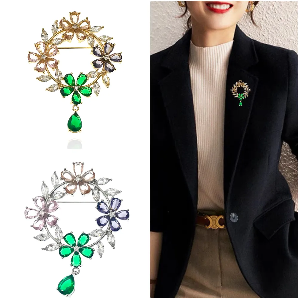 Fiore-Spilla con Zirconia - SPM-103-2875E (Argento)