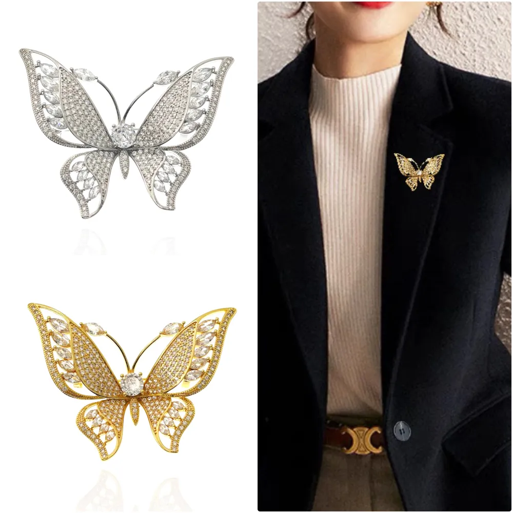 Farfalla  -Spilla con Zirconia - SPM-103-AA (Argento)