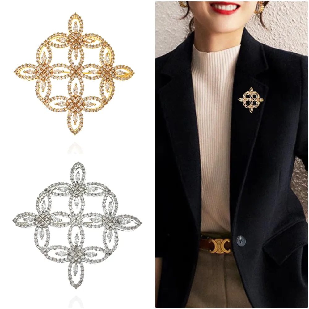 Fiore  -Spilla con Zirconia - SPM-103-AA2870E (Argento)