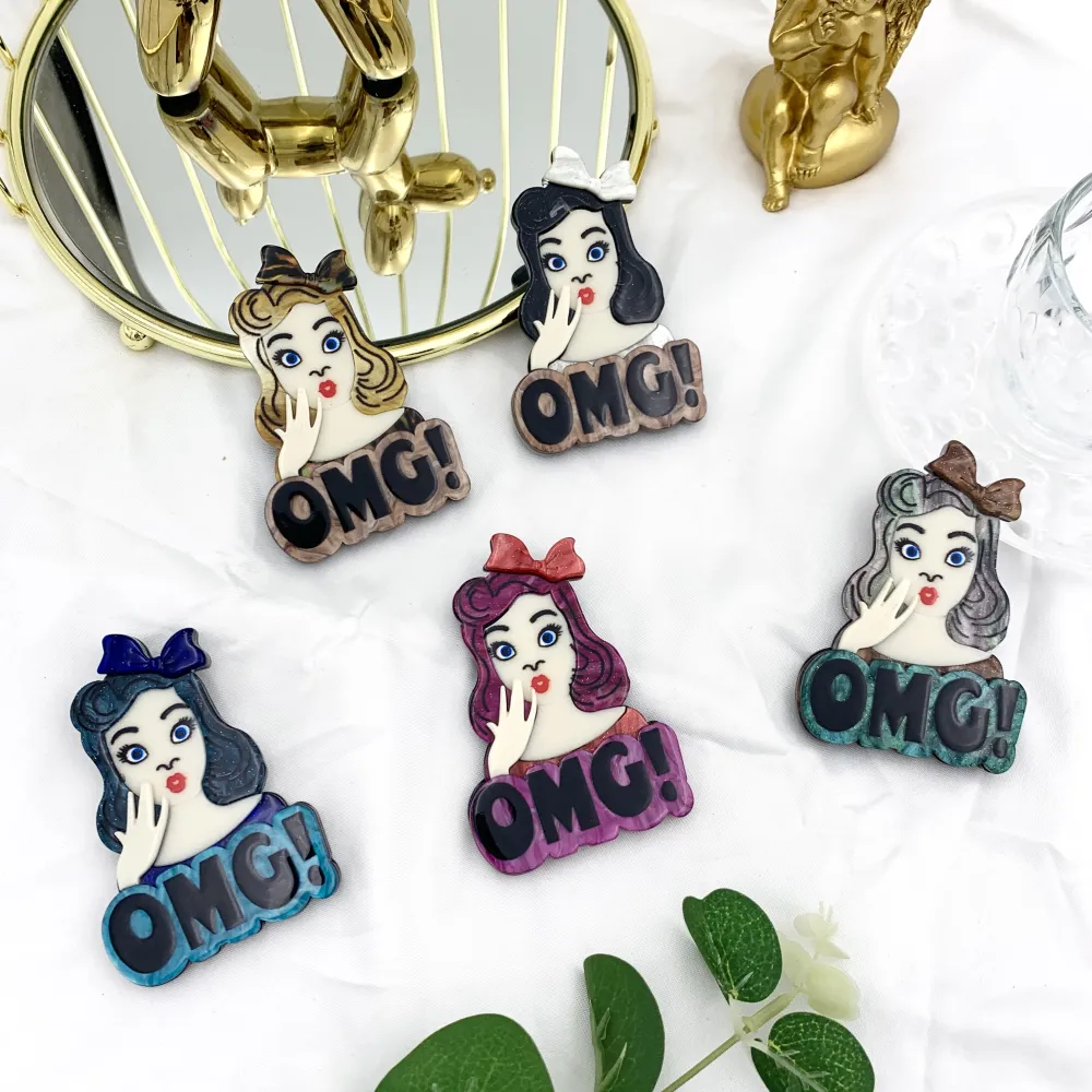 Donna OMG-Spilla Moda in Resina - SPM-1030 (Grigio)