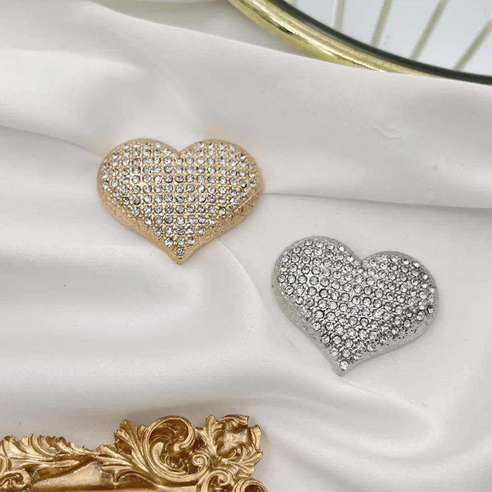 Cuore -Spilla a Calamita in Metallo e Strass - SPM-312-354K (Argento)