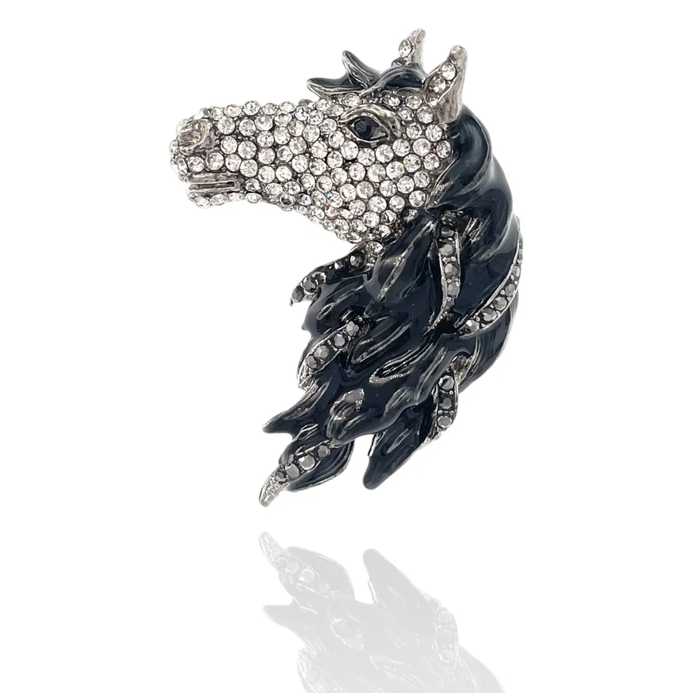 [SPM-312-365] Cavallo -Spilla in Metallo - SPM-312-365 (Nero)