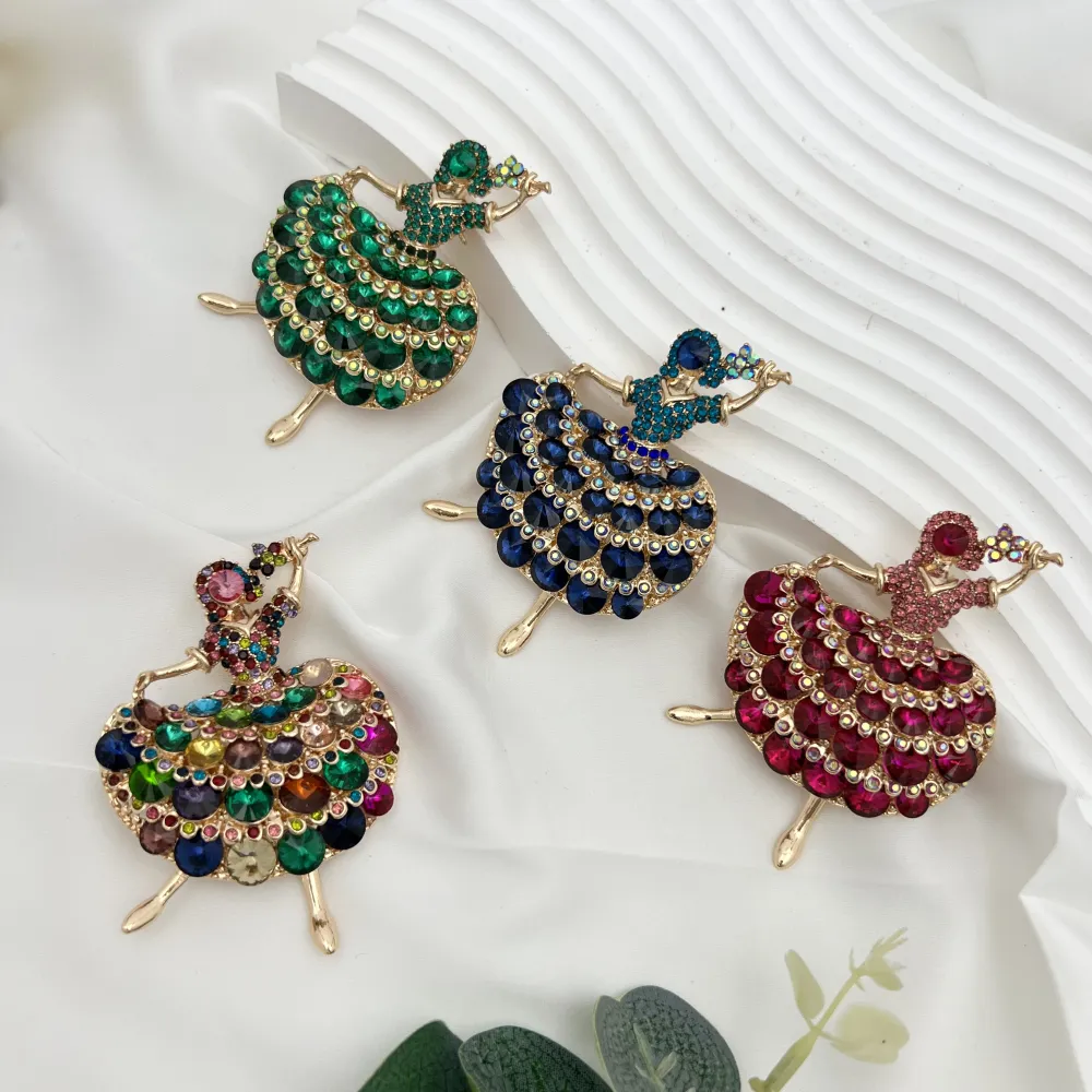 Ballerina-Spilla in Metallo e Strass - SPM-312-369 (MIX)