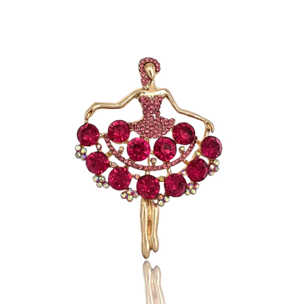Ballerina-Spilla in Metallo e Strass - SPM-312-370