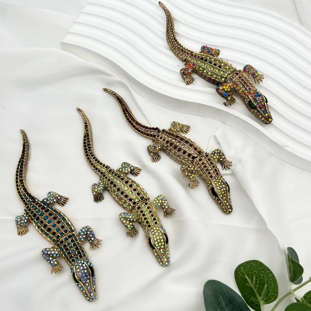 Coccodrillo Grande-Spilla Media in Metallo - SPM-321-265 (Blu)