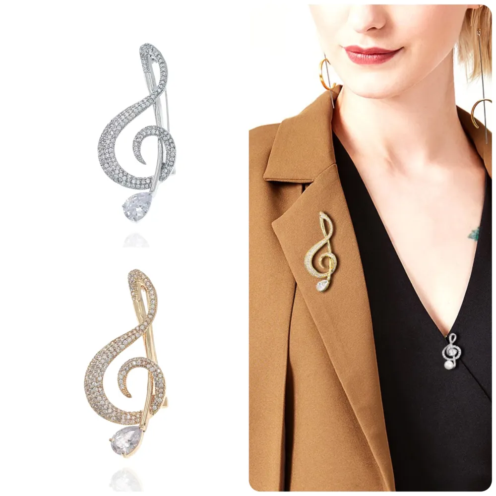 Nota Musicale-Spilla con Zirconia - SPM-506-177