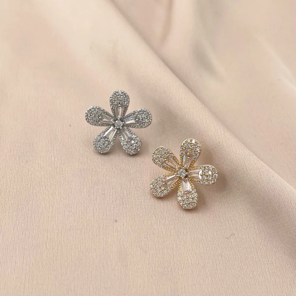 Fiore-Spilla Piccola con Zirconia - SPM-506-194 (Argento)