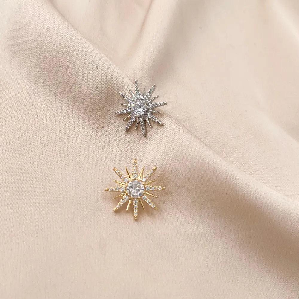 Croce Stella-Spilla Piccola con Zirconia - SPM-506-195 (Oro Giallo)