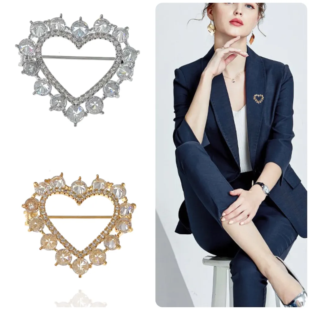 Cuore-Spilla Piccola con Zirconia - SPM-506-198 (Argento)