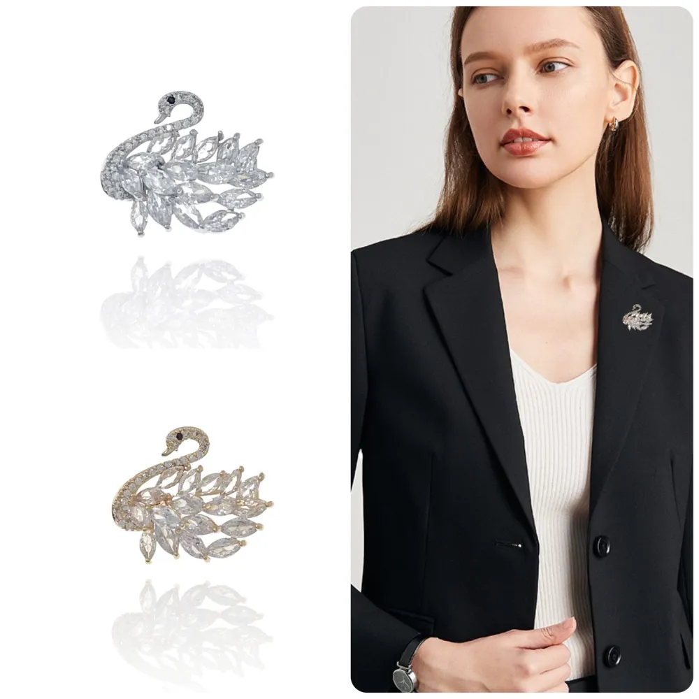 Cigno Piccolo-Spilla Piccola con Zirconia - SPM-506-200