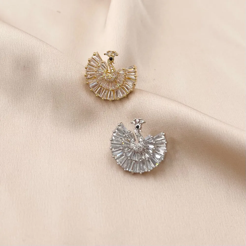 Pavone-Spilla Piccola con Zirconia - SPM-506-202 (Argento)