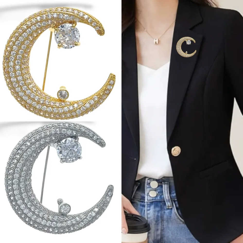 Luna Punto Luce-Spilla con Zirconia - SPM-506-273 (Argento)