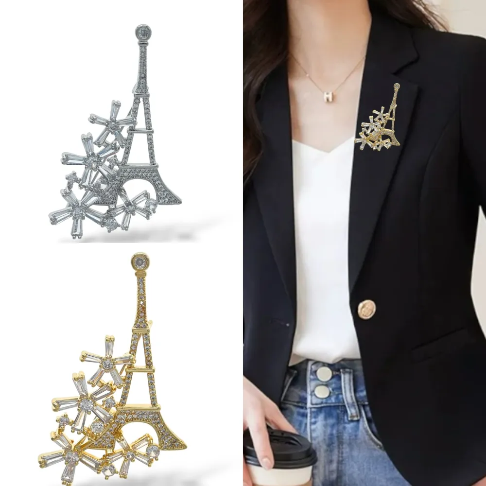 Tour Eiffel - Spilla con Zirconia - SPM-506-275 (Argento)