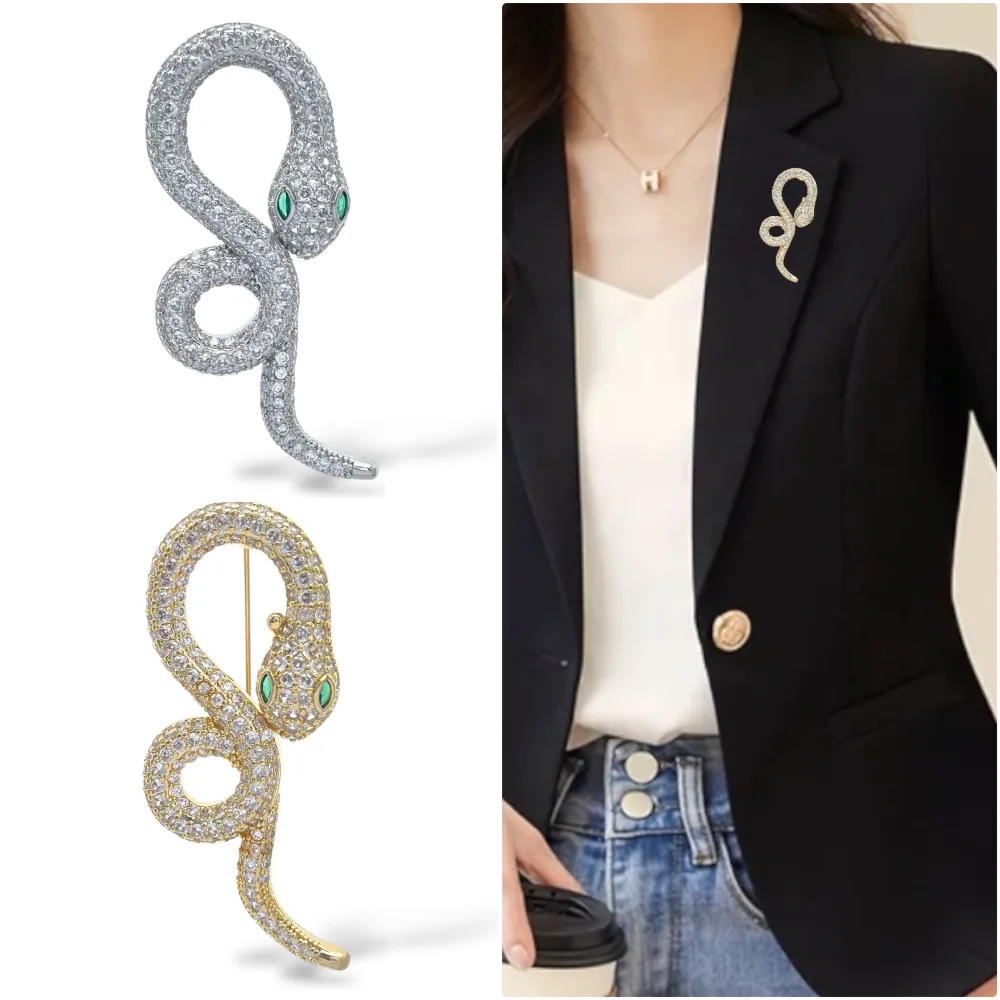 Serpente  -Spilla con Zirconia - SPM-506-277 (Argento)