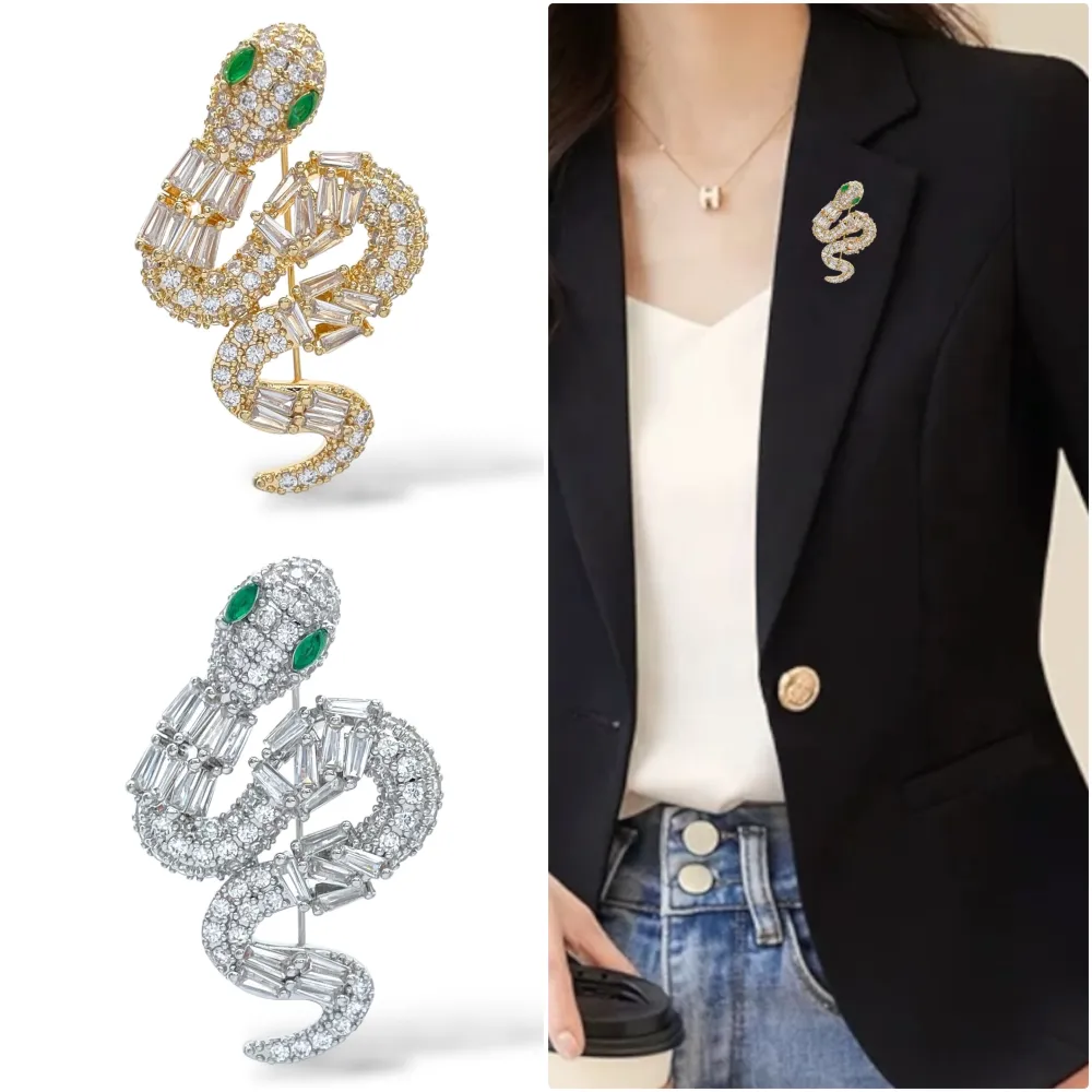 Serpente  -Spilla con Zirconia - SPM-506-284 (Argento)