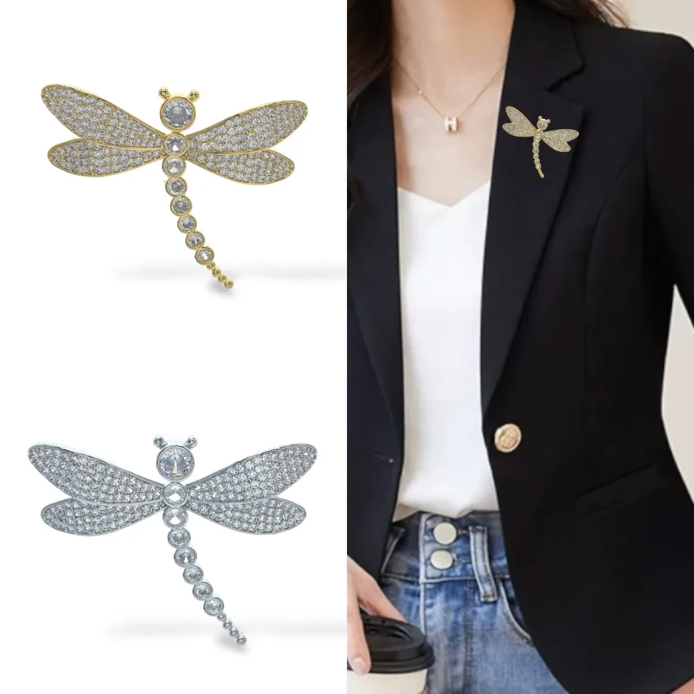 Libellula-Spilla con Zirconia - SPM-506-286 (Argento)