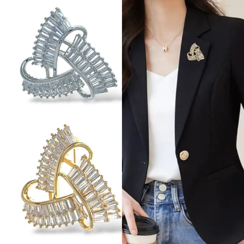 Triangolo-Spilla con Zirconia - SPM-506-289 (Argento)