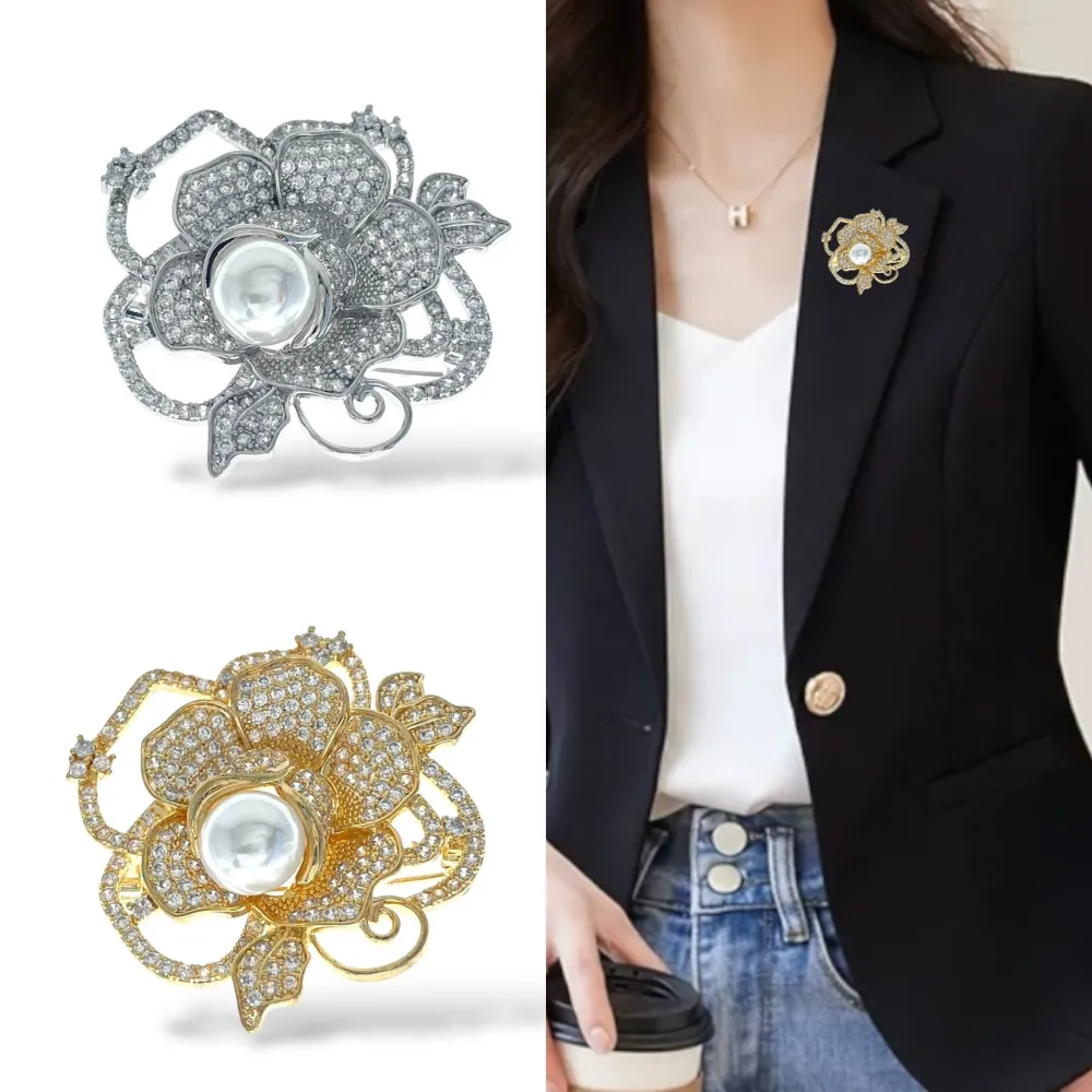 Fiore-Spilla con Zirconia - SPM-506-292 (Argento)