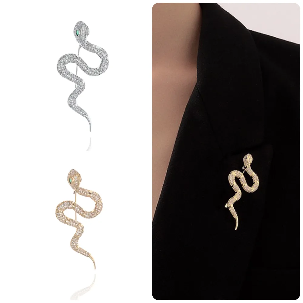 Serpente  -Spilla con Zirconia - SPM-506-298 (Argento)