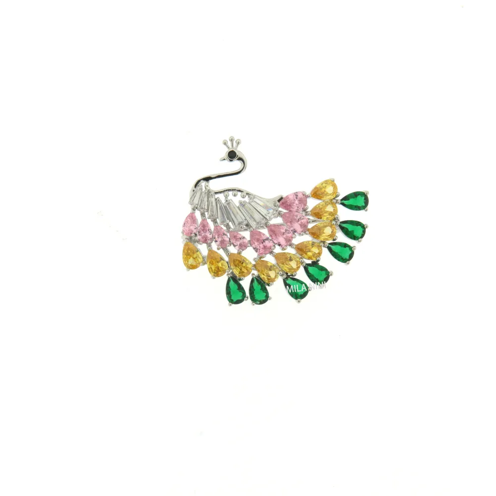 Pavone Colorato-Spilla con Zirconia - SPM-523-41