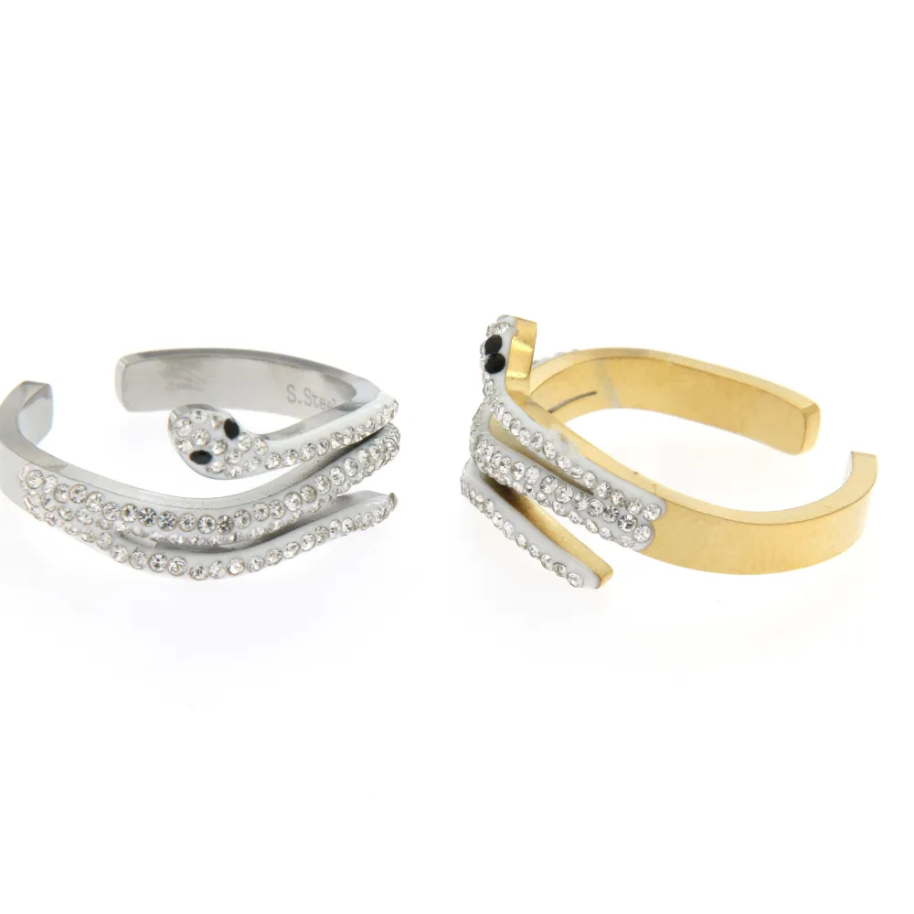 Serpente 3139 - Anello Regolabile in Acciaio - Serpente 3139 - Anello Regolabile in Acciaio (Argento)