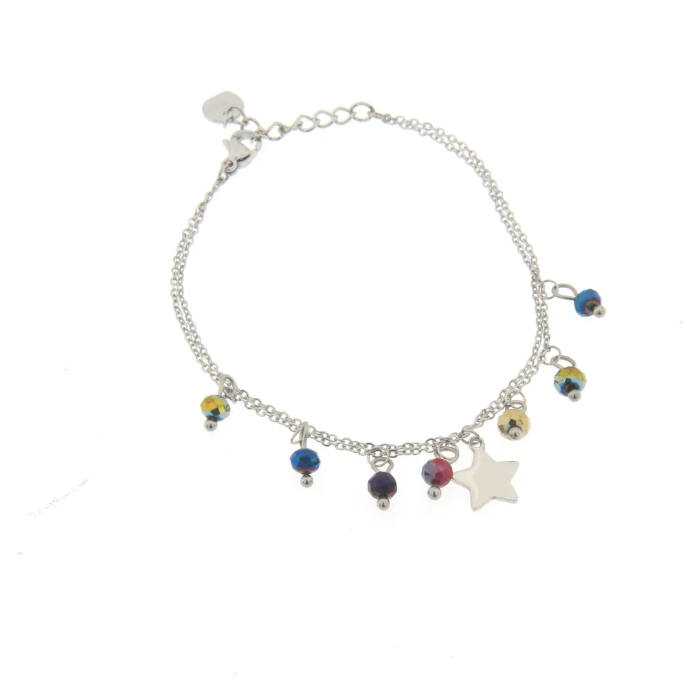 [Stella e Cristalli -- Bracciale Donna in Acciaio] Bracciale da Donna In Acciaio - Stella e Cristalli -- Bracciale Donna in Acciaio (Argento)