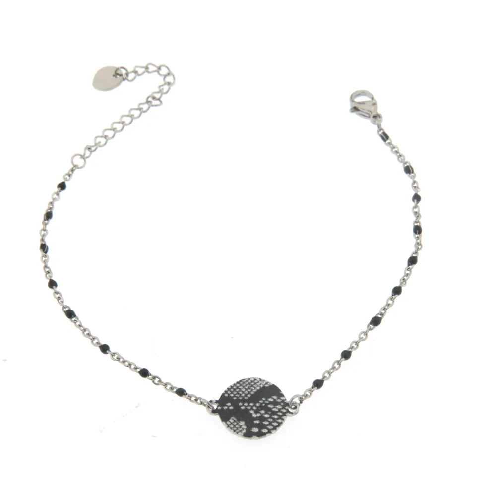 [Tondo Maculato- Bracciale Donna in Acciaio] Bracciale da Donna In Acciaio - Tondo Maculato- Bracciale Donna in Acciaio (Argento)