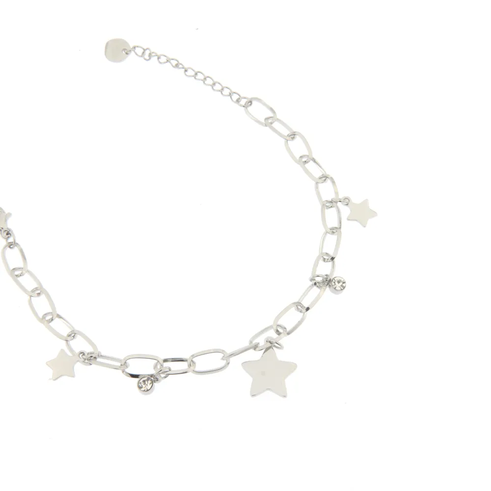 Bracciale da Donna In Acciaio - Tre Stelle - Bracciale Catena