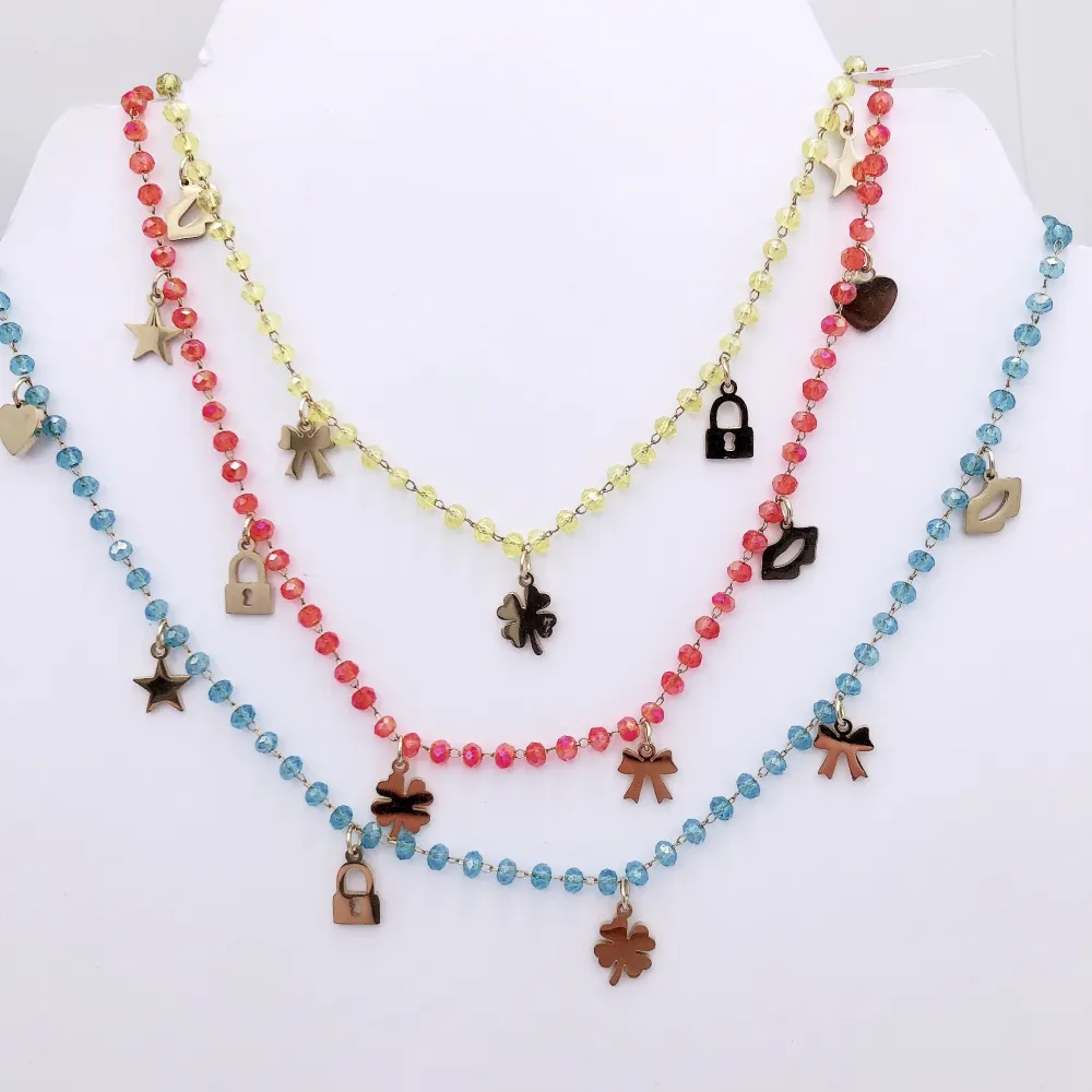 collana in acciaio - VCAC Fiocco lucchetto cuore stella rosario 6671