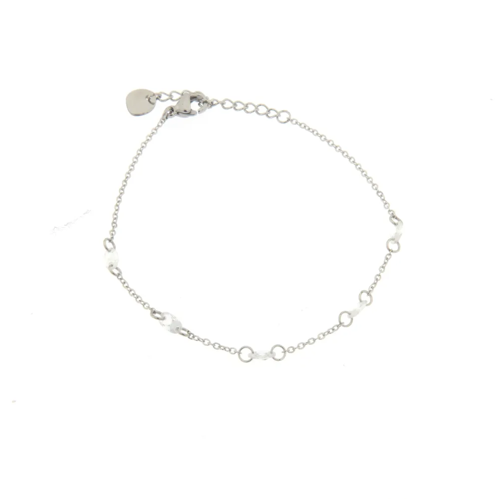 Bracciale da Donna In Acciaio - Zirconi Ovali - - Bracciale Donna in Acciaio